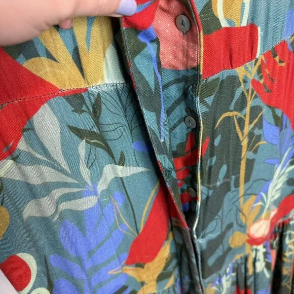Hutch Rigby Tropical Floral Button Front Maxi Shirt Dress Size Small Pal… - Picture 6 of 12